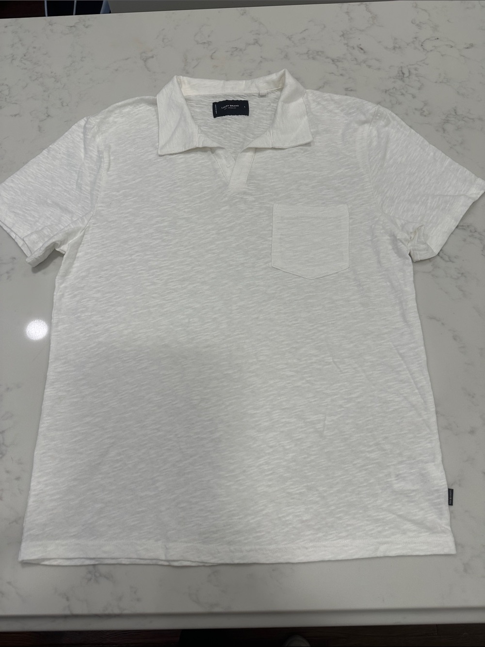Lucky Brand Men's White Short-Sleeve Polo with Chest Pocket